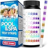 7-in-1 Accurate Pool Test Strips - 150 Hot Tub Spa Test Strips - Quick Pool Water Testing Kit - Bromine, pH, Hardness, Alkalinity, Chlorine & Cyanuric Acid - Perfect for Any Pools, Spa, Hot tubs