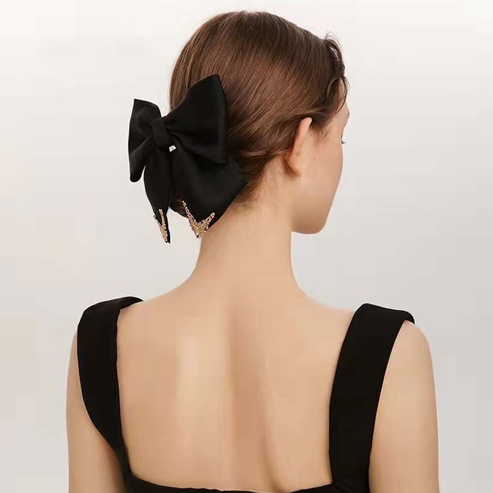 JKQBUX French hair bow clip Court retro big Bow Barrettes Hair Clip Hair Bow Clip Hair Accessories for Women Girl Wedding Party Christmas - Image 2