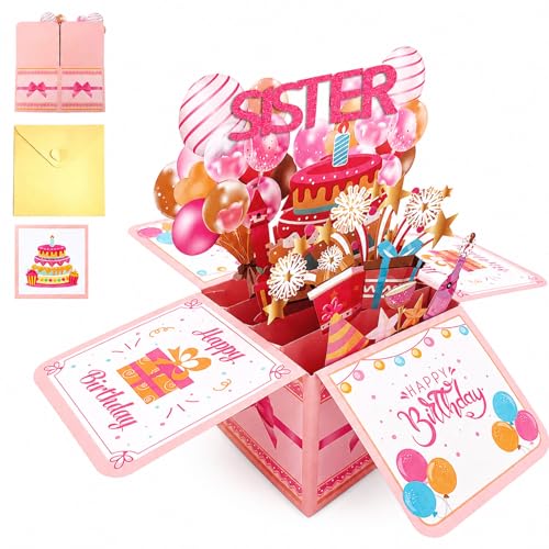 Carte d'anniversaire pop-up pour sœur : illuminez sa journée de fête en famille