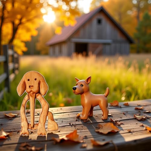 Image of Animal Wooden Dog Brooch Pins,Brooch Pin with Pattern,Creative Fashion Wooden Animal Brooch,Cute Vintage Sweater Clips Women's Brooches and Pins Jewelry