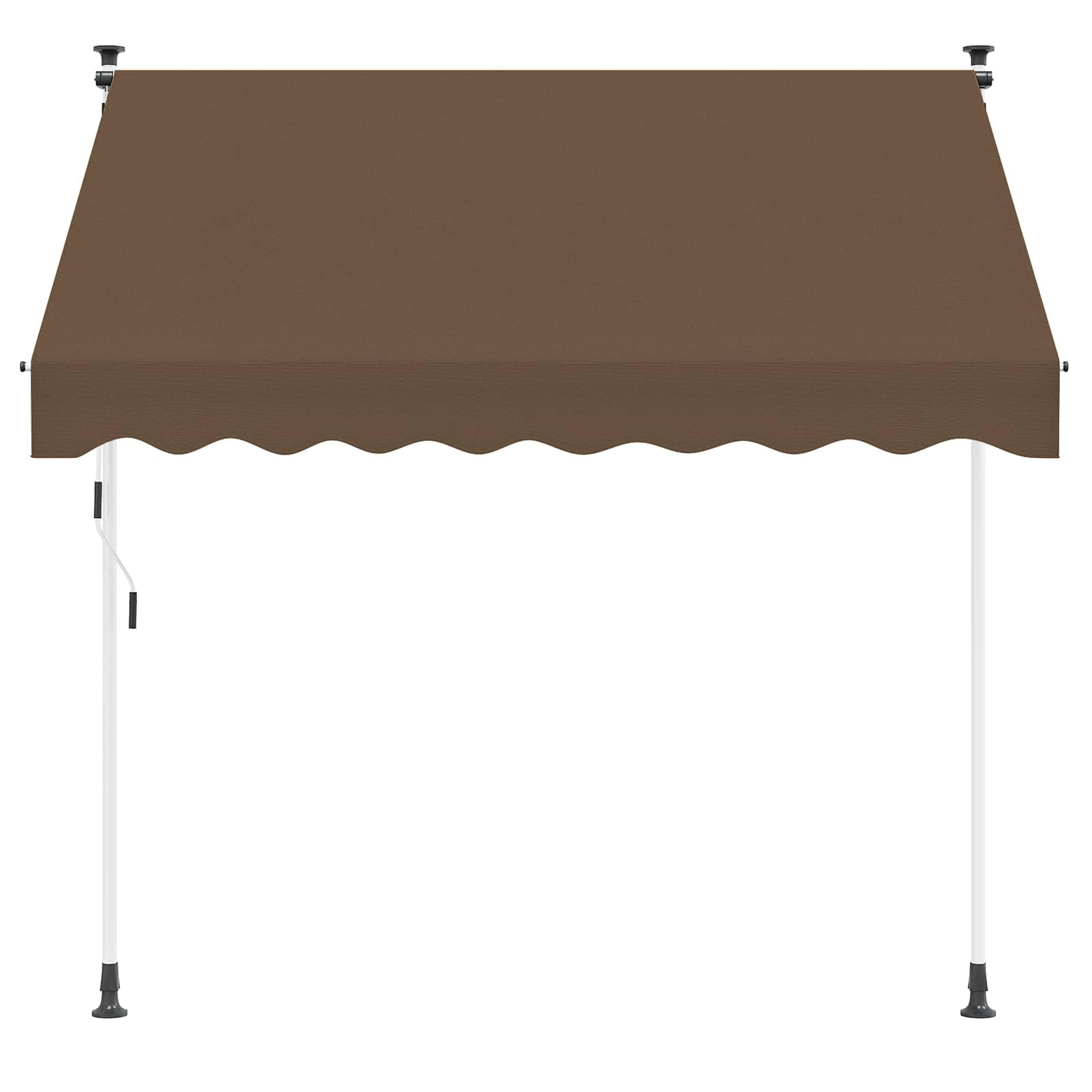 Toldo retráctil manual gris topo 150 cm | Tela recubierta de poliuretano, manivela larga, altura y ángulo ajustables, para patio y jardín
