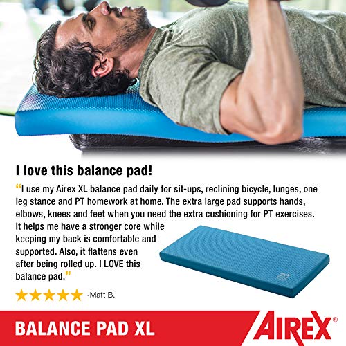 Airex Balance Pad - Exercise Foam Pad Physical Therapy, Workout, Plank, Yoga, Stretching, Standing Desk Balancing Stability Mat, Kneeling Cushion, Mobility Strength Trainer Knee, Ankle - XLarge, Blue