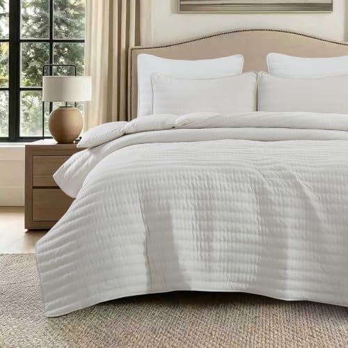 RiverGlow Oversized King Quilt Set 120x120, Lightweight Pick Stitch Design by RiverGlow - Used condition - US$68.16