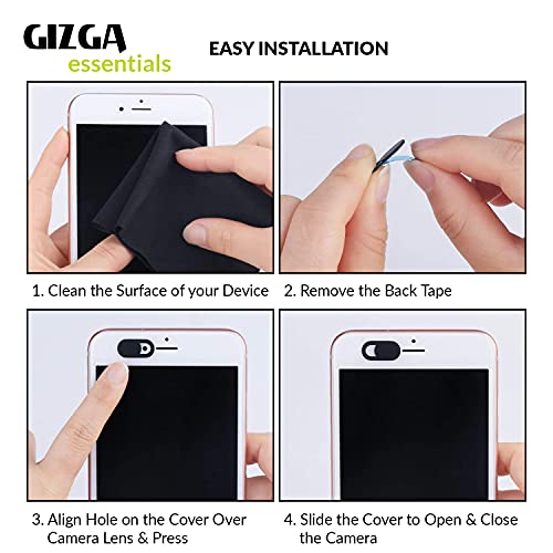 Image of GIZGA essentials Webcam Cover, Privacy Protector Webcam Cover Slide, Compatible with Laptop, Desktop, PC, Smartphone, Protect Your Privacy and Security, Strong Adhesive, Set of 8, Red-Black-White