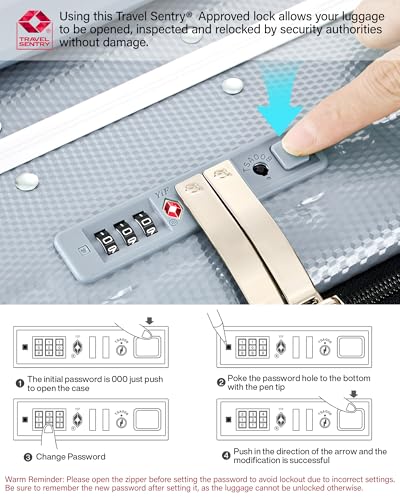 Image of Hanke 18 Inch Carry On Luggage with Front Pocket Aluminum Frame （Can Not Open in The Middle） Hard Shell Suitcases with Wheels Rolling Luggage Suitcase with Lock Travel Luggage for Weekender, Grey, 20