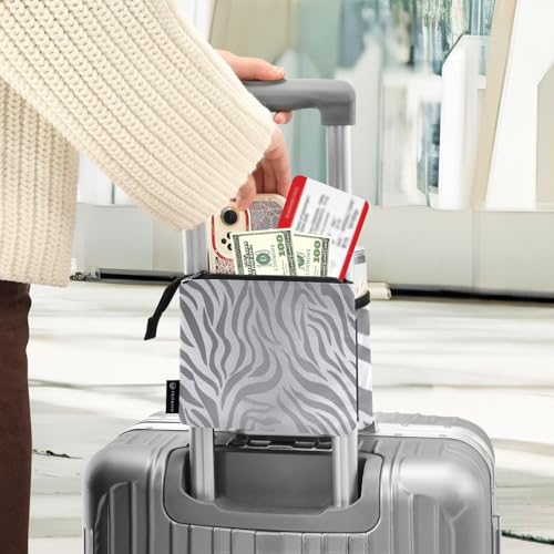 Image of Luggage Cup Holder for Suitcases Free Hands Suitcase Cup Holder Travel Luggage Drink Holder Portable Luggage Cup Caddy Bag Carrier with Handle Light Silvery Zebra Print