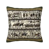 Wreioau Bayeux Tapestry Throw Pillow Case Square Decorative Pillow Cover for Home Decor Sofa Living Room Couch Bed Car Cushion Cover 18"X 18"