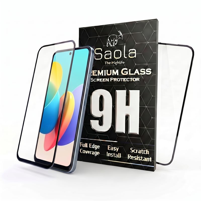 Image of Saola HD Clear Tempered Glass for Tecno Spark 20C | High Strength 9H Protection, Smooth Touch, Full Coverage Screen Guard, 2-Step Installation Kit | Quick & Easy Application (Pack of 2)