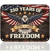 Liferyx 250 Years of Freedom Patriotic Wall Decor Metal Tin Sign, Vintage American Eagle USA Flag...