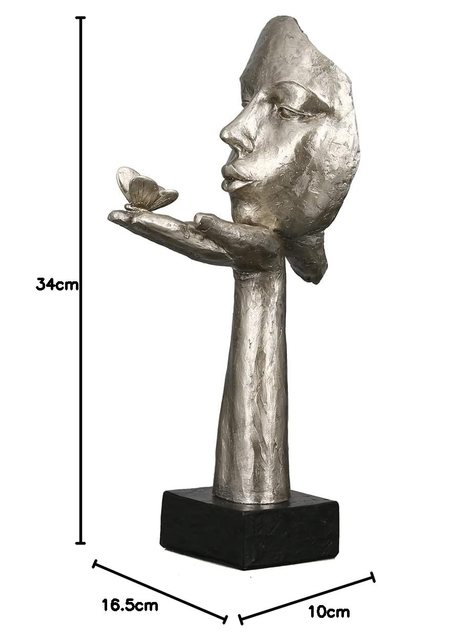 Casablanca Statue Visage Desire, Résine Argentée 34 cm