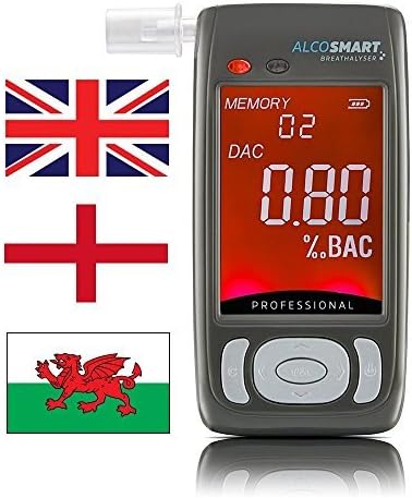 AlcoSmart Professional Alcohol Breath Tester Breathalyser Breathalyzer UK & Europe 0.5 & 0.8 BAC (0.8‰ England / Wales / N.Ireland)