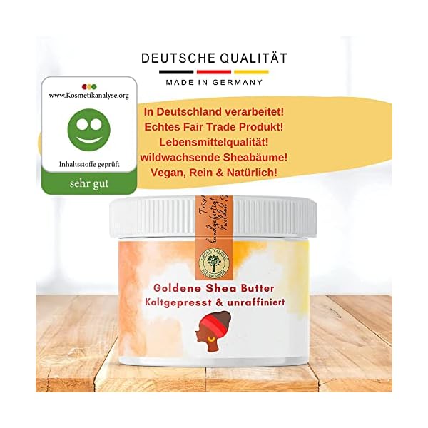 Goldene unrafinierte Shea Butter von Grüne Valerie | 500g Grade A+ | kaltgepresst, enthält alle Nährstoffe! | 100… – Bild 4
