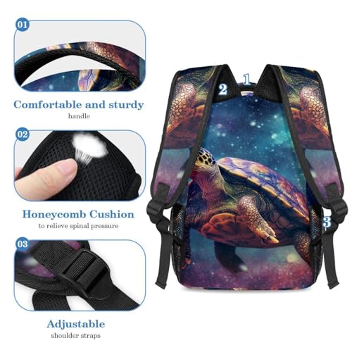 Tortue galaxie colorée sac à dos grand format idéal pour le collège et lycée - 4