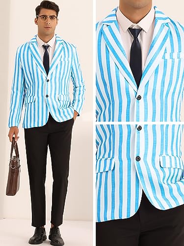 Lars Amadeus Striped Sports Coat for Men's Notch Lapel Color Block Stripes Pattern Blazer4