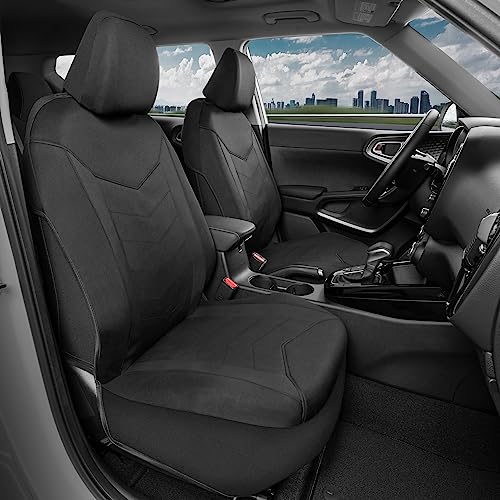 Image of Motor Trend SpillGuard 2 Black Seat Covers for Cars & Seat Covers for Trucks - Neoprene Lining Waterproof Car Seat Covers Front Seats Only - SUV Seat Covers Protector - Forros para Asientos de Carro