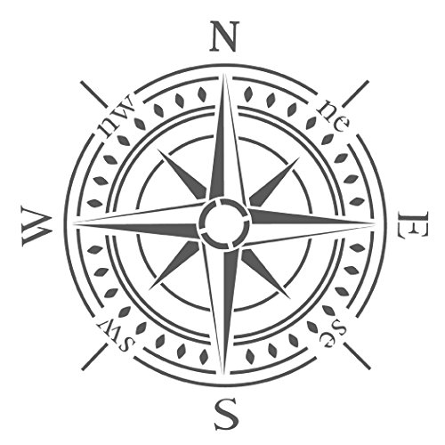 J BOUTIQUE plantillas brújula rodamientos plantilla - extra Tamaño grande - para Manualidades paredes decor pintura art