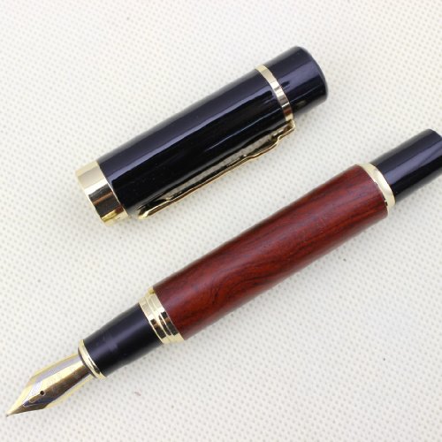Gullor Advanced Fountain Pen Jinhao 650 Black With Real Redwood 18Kgp Nib Medium #TOP4