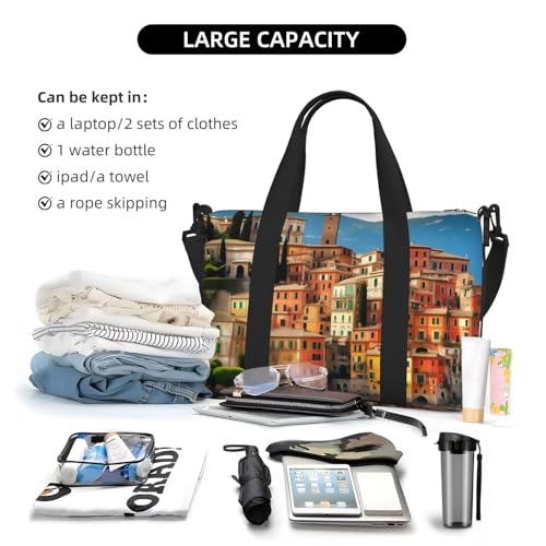 Beautiful Italy Print Hand Travel Bag,Gym Bag,Weekend Travel Overnight Bag,Tote Bag Sports Bag For Women Men4