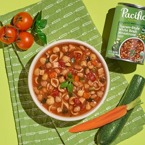 Image of Pacific Foods Organic Tuscan-Style White Bean Minestrone Soup, 16.3 oz Can (Pack of 4)