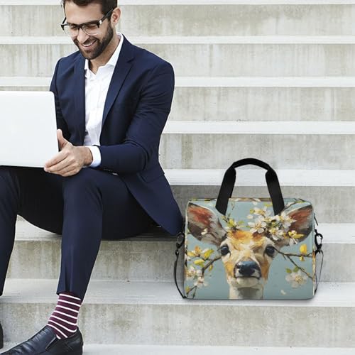 Bolso para laptop de hombro con estampado Floral Deer miniatura 2