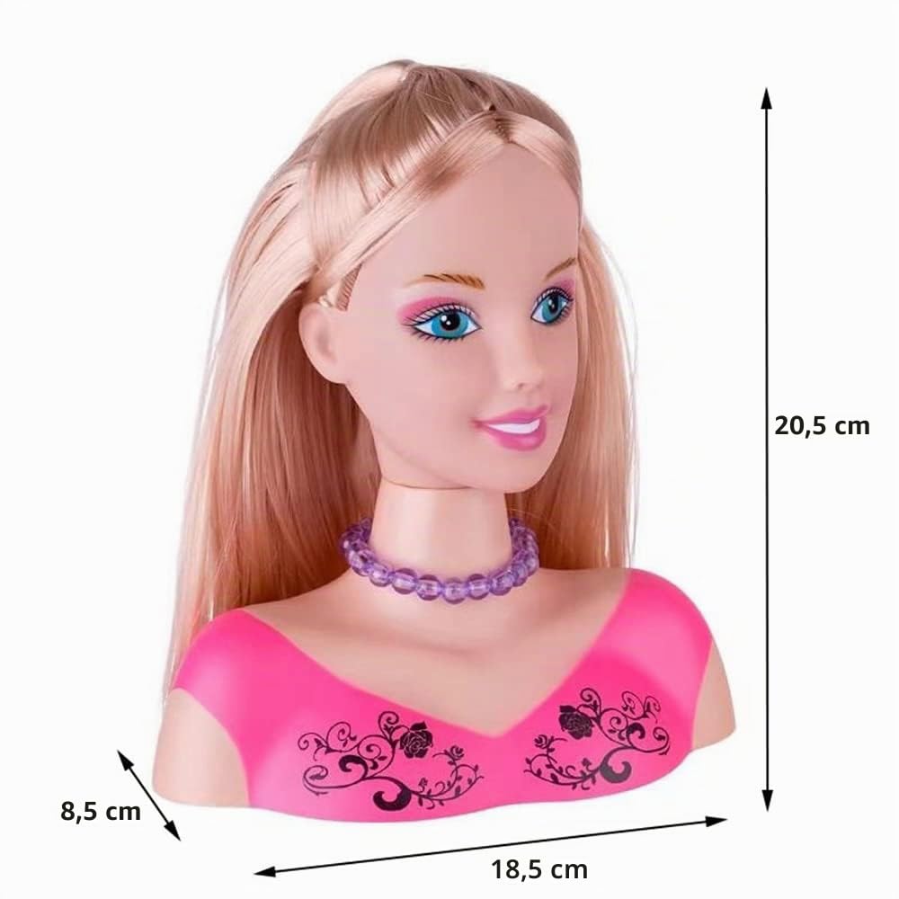 Eznaobo Tête de poupée de maquillage pour enfants avec 23 accessoires, tête de poupée pour enfants, maquillage et coiffure, ensemble de jouets pour filles de 3, 4, 5, 6 ans et plus (rouge)
