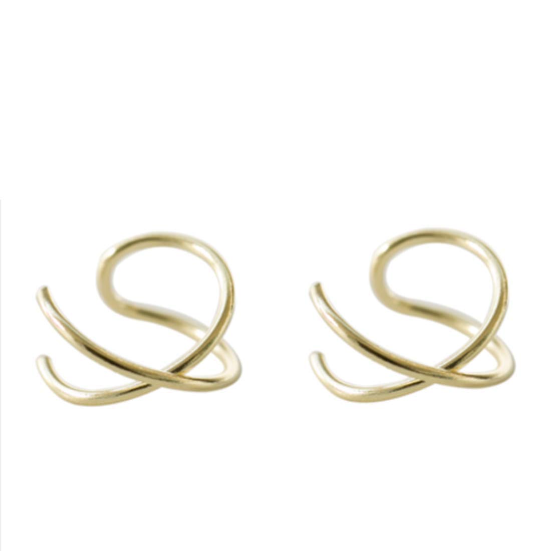 HOMEYU® 925 Sterling Silver Double Ear Cuff and Criss Cross Ear Cuffs No Piercing Fake Cartilage Earring