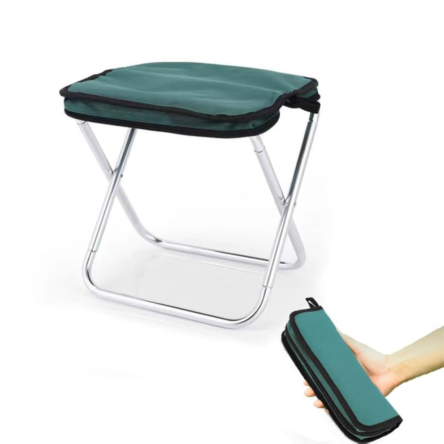 Portable Aluminum Folding Stool with Self Zippered Storage Bag, Lightweight 0.68 lbs, for Outdoor Activities Hiking Camping Picnic Fishing, 330 LBS