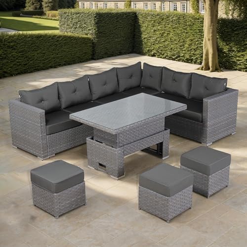 Club Rattan Harmony Outdoor Corner Sofa With Rising Table, 1 Stool 1