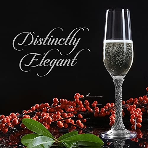 Berkware Champagne Glasses Set Of 2 - Luxurious Crystal Champagne Flutes With Elegant Rhinestone Embellished Stem - Silver Champagne Glasses For Toasting (2) #TOP2