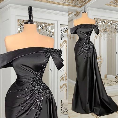 Off Shoulder Prom Dresses for Women 2024 Mermaid Beads Long Formal Evening Party Gown4