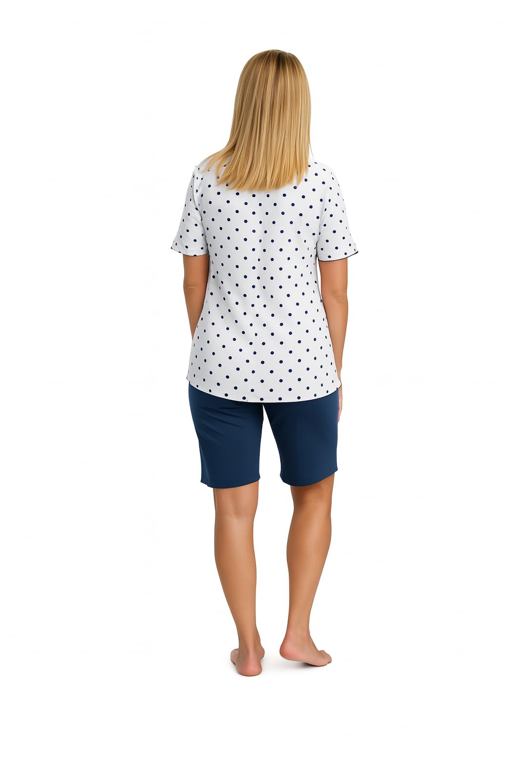 Leedya Pigiama Donna Primaverile Estivo in Cotone 100% – Manica Corta e Pantalone Corto Stile Basket, Fresco e Traspirante, Comfort Fit, Made in Italy