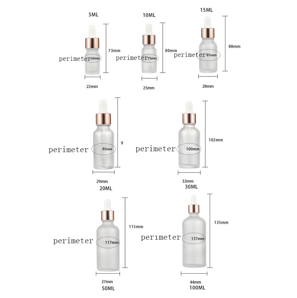 1PCS Refillable Glass Dropper Bottle with Rose Gold Cover,clear bottle,20 ml