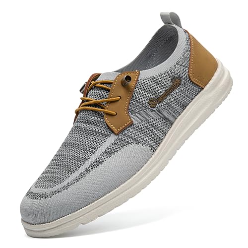 Men's Knitted Mesh Slip On Casual Loafers Breathable Lightweight Stretch Soft Sole Walking Shoes Comfortable Business Oxfords