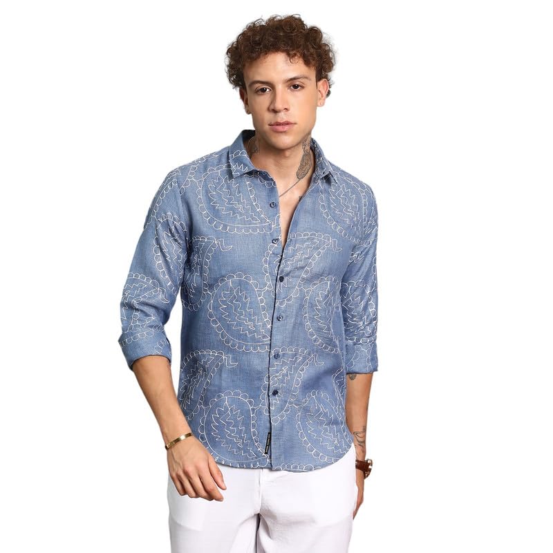 CAHOOT Camicia da uomo tinta unita con pieghe | abbigliamento casual | colletto spalmato | maniche lunghe | chiusura con bottoni | camicia realizzata con vestibilità comoda per l'uso quotidiano