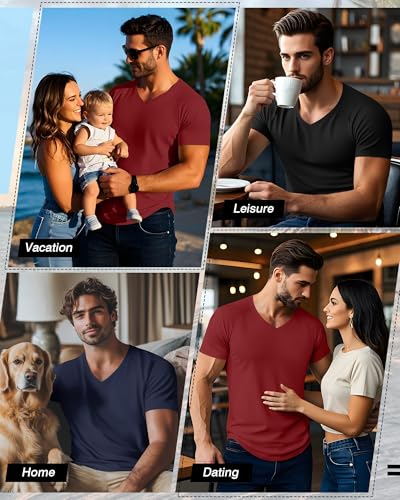 Riyiper 3 Pack Men's V Neck T-Shirts Short Sleeve Curved Hem Casual Shirts Raglan Soft Basic Tee 2025 Summer Clothes3