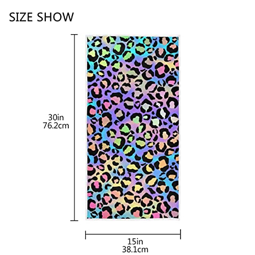 Ollabaky Hand Towels Rainbow Leopard Print Fingertip Towels Super Soft Breathable Absorbent Multipurpose Face Towels For Kitchen Bathroom Bedroom Travel, 30 X 15 Inch #TOP1