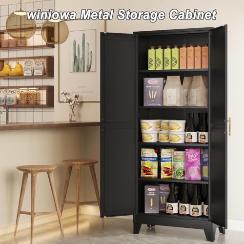 Image of winiowa Metal Pantry Cabinet with 2 Doors and Adjustable Shelves