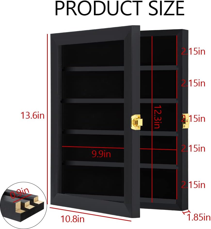 Grintus Pocket Knife Display Case Knife Collection Display Box for Wall Folding Knife Cabinet with Uv Protection Acrylic Lockable Black