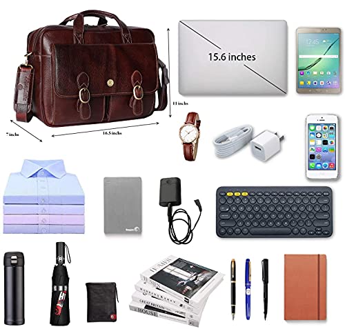 Image of Genuine Leather Floater Bombay Brown Leather 15.6 inch Laptop Bag for Men (Brown)