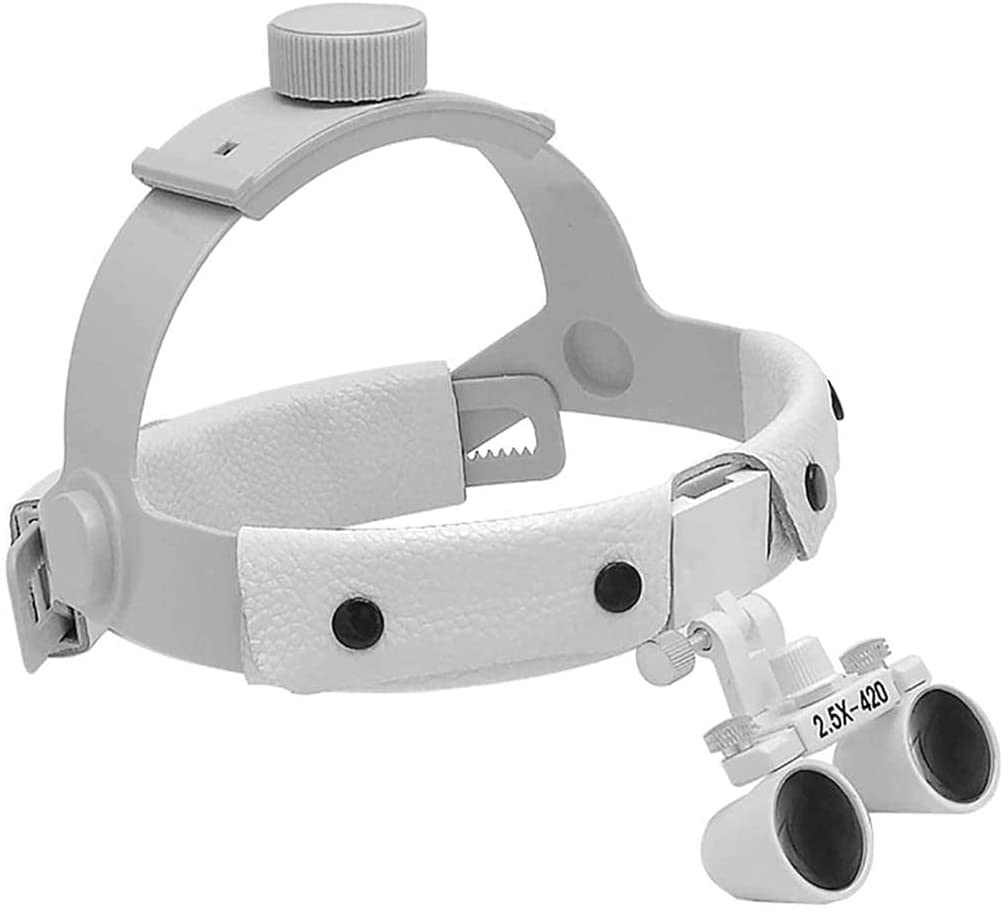 Dentallupen， Kopfmontierte beleuchtete Lupen， Dentalchirurgische Lupe 2，5-fache Binokular-Dentallupe Kopfmontierte Zahnarzt-Dentalchirurgie-medizinisches，