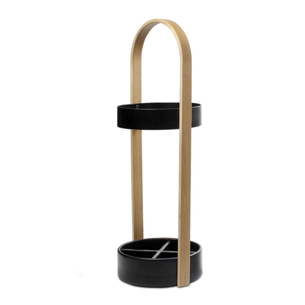 HYLYGFH Wooden Umbrella Stand with Drain Tray Home Office and Hotel Lobby Floor Stand Storage Rack for Umbrellas Black 68 * 22cm.