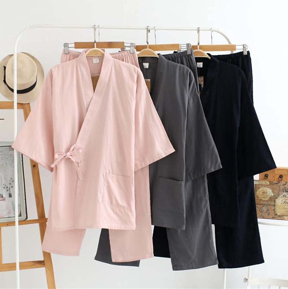 Fendawn Strive Clásica elegante estilo japonés hombres algodón albornoz pijamas Kimono ropa casual
