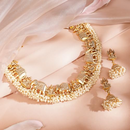 Image of Rubans Necklace Set American Diamond Zirconia Stylish Jewellery Gift for Women & Girls