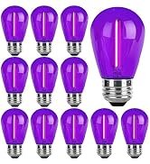 Sxminer 15 PCS LED Purple S14 Bulbs Christmas Replacement Bulb 1W LED String Light Bulb E26 Base ...