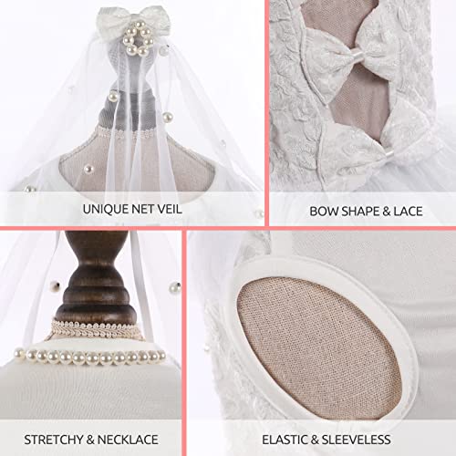 ASENKU Vestido de cachorro para casamento, vestido de princesa de renda para animais de estimação co