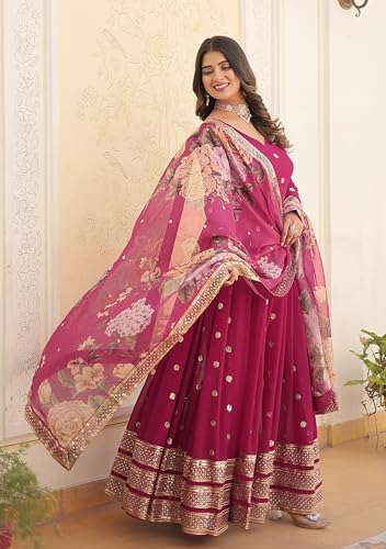 Image of Fashion Basket Georgette Embroidered Anarkali Kurta Set for Women