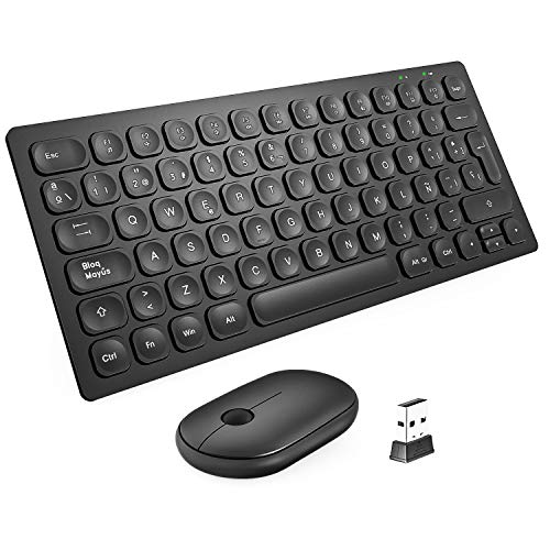 TedGem Raton Teclado Inalambricos, 2.4G Teclados Inalambricos, Raton y Teclados, Inalambrico Teclado, Raton Inalambrico y Teclado para Windows 10/XP/7/8/Vista (Slim Portatil y Silencio)