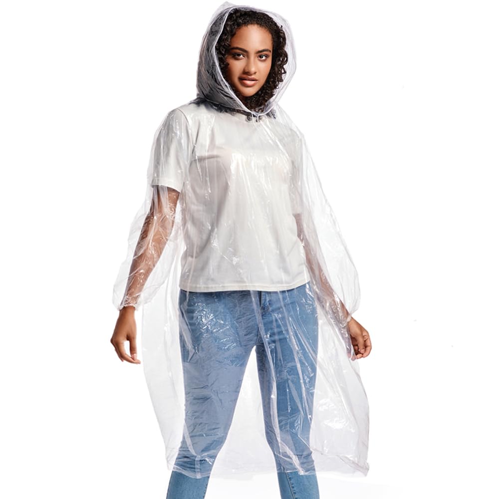 ALBRY Disposable Rain Ponchos for Adults, (5 Pack) Emergency Rain Coat