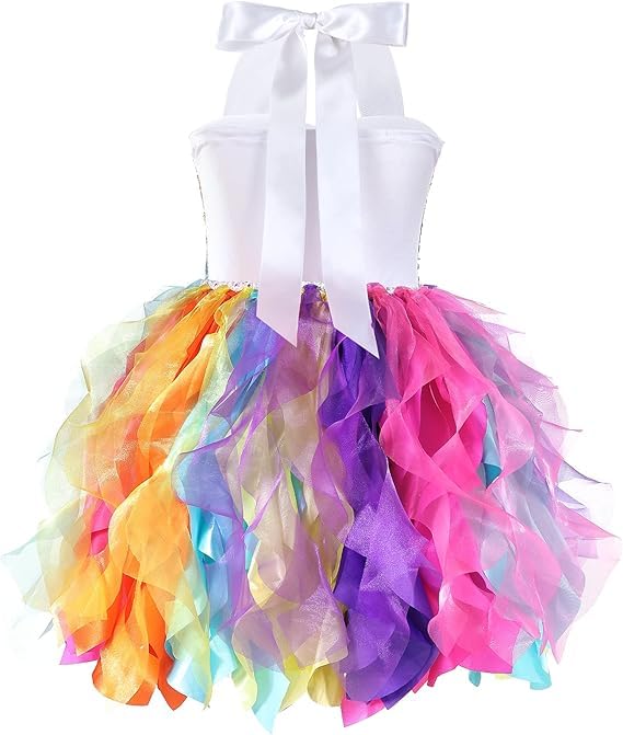 Tutu Dress for Girls Rainbow Tutu Dress Sequin Tulle Princess Dresses for Kids Fancy Sparkly Birthday Party Outfit2
