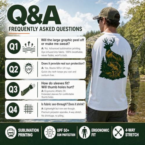 Riverruns Men's Camo Raglan Sleeve Graphic Shirt, UPF50+ Outdoor Top - image 8